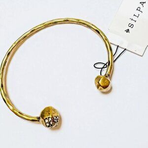 Silpada On The Dot Cuff Bracelet NEW Crystal Brass Women Costume Jewelry